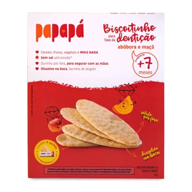 Biscoitinho para Fase da Dentição à Base de Arroz 7+ Meses Abóbora e Maçã sem Glúten