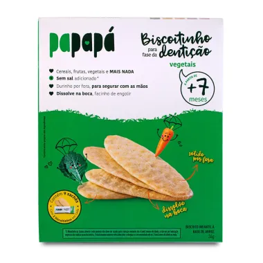 Biscoitinho para Fase da Dentição à Base de Arroz 7+ Meses Vegetais sem Glúten